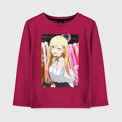 Лонгслив хлопковый детский Эта фарфоровая кукла влюбилась, цвет: маджента