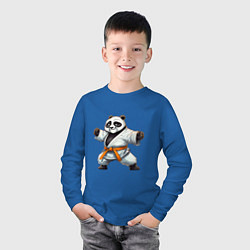 Лонгслив хлопковый детский Кунгфу панда По каратист, цвет: синий — фото 2