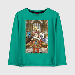 Лонгслив хлопковый детский Хвост Феи Нацу Драгнил король арт, цвет: зеленый