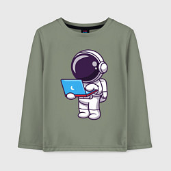 Лонгслив хлопковый детский Астронавт с ноутбуком, цвет: авокадо