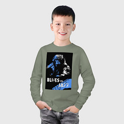Лонгслив хлопковый детский Блюз против джаза, цвет: авокадо — фото 2