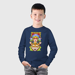 Лонгслив хлопковый детский Принцесса ягуар, цвет: тёмно-синий — фото 2