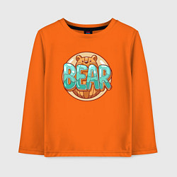 Лонгслив хлопковый детский Медведь и надпись, цвет: оранжевый