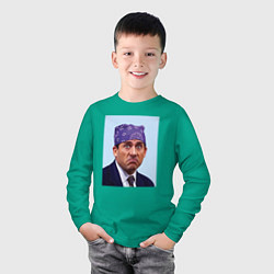 Лонгслив хлопковый детский Michael Scott - Prison mike the office meme, цвет: зеленый — фото 2