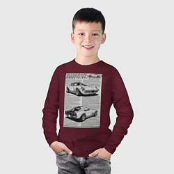 Лонгслив хлопковый детский Chevrolet Corvette, цвет: меланж-бордовый — фото 2