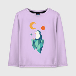 Лонгслив хлопковый детский Пингвин на айсберге, цвет: лаванда