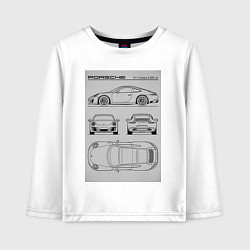 Лонгслив хлопковый детский Porsche 911 гоночный автомобиль, цвет: белый