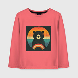 Лонгслив хлопковый детский Медведь хотел смотреть закат, но вышло как то наоб, цвет: коралловый