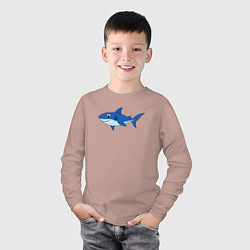 Лонгслив хлопковый детский Милая акула улыбается, цвет: пыльно-розовый — фото 2