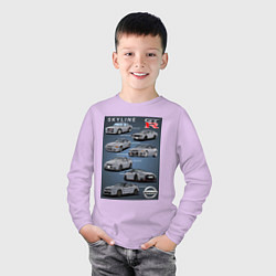 Лонгслив хлопковый детский Skyline GTR, цвет: лаванда — фото 2
