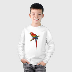 Лонгслив хлопковый детский Попугай ara macaw, цвет: белый — фото 2