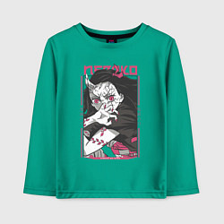 Лонгслив хлопковый детский Клинок рассекающий демонов Незуко kimetsu no yaiba, цвет: зеленый