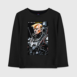 Лонгслив хлопковый детский Cyber Trump - ai art fantasy, цвет: черный