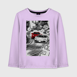 Лонгслив хлопковый детский Lamborghini initial d, цвет: лаванда