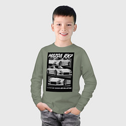 Лонгслив хлопковый детский Mazda rx-7 JDM авто, цвет: авокадо — фото 2