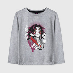 Лонгслив хлопковый детский Клинок рассекающий демонов 1 Высшая Луна Кокушибо, цвет: меланж