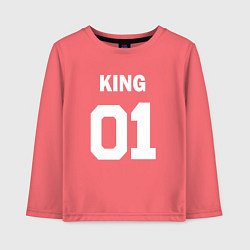 Лонгслив хлопковый детский Футбольная надпись 01 король, цвет: коралловый