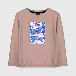 Лонгслив хлопковый детский Тандзиро Незуко и Зеницу Клинок рассекающий демоно, цвет: пыльно-розовый