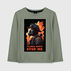 Лонгслив хлопковый детский Пламя не остановит меня, цвет: авокадо