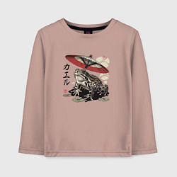 Лонгслив хлопковый детский Лягушка с зонтом, цвет: пыльно-розовый