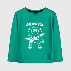 Лонгслив хлопковый детский Meowtal кот металлист с гитарой, цвет: зеленый