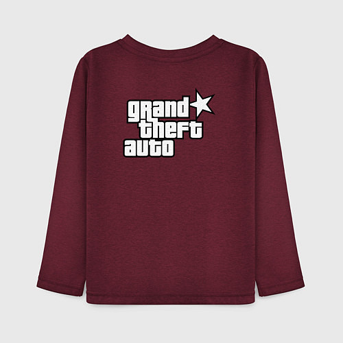 Детский лонгслив Темнокожий бандит из GTA 6 / Меланж-бордовый – фото 2