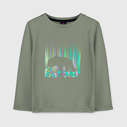 Лонгслив хлопковый детский Медведь в полярном сиянии, цвет: авокадо