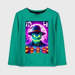 Лонгслив хлопковый детский Minecraft and halloween collaboration - neon glow, цвет: зеленый