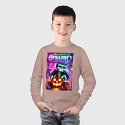 Лонгслив хлопковый детский Skeleton and pumpkin - neon glow, цвет: пыльно-розовый — фото 2