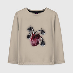 Лонгслив хлопковый детский Увядшее сердце, цвет: миндальный