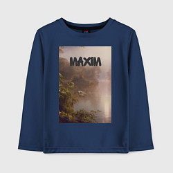 Лонгслив хлопковый детский Maxim тропический залив, цвет: тёмно-синий