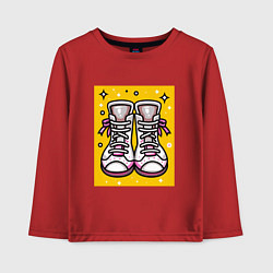 Лонгслив хлопковый детский Розовые ботинки, цвет: красный