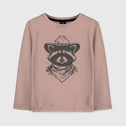 Лонгслив хлопковый детский Енот ковбой, цвет: пыльно-розовый