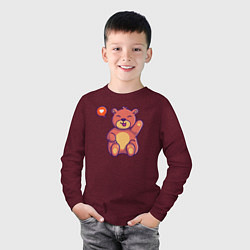 Лонгслив хлопковый детский Lovely bear, цвет: меланж-бордовый — фото 2