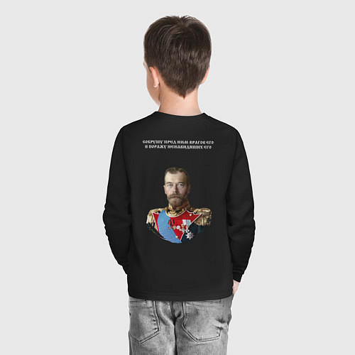 Детский лонгслив Сокрушу пред ним врагов его хризма белая / Черный – фото 4