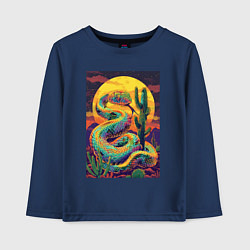 Лонгслив хлопковый детский Змея на закате, цвет: тёмно-синий
