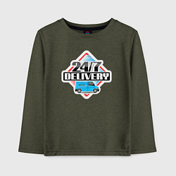 Лонгслив хлопковый детский Круглосуточная доставка - Водитель, цвет: меланж-хаки