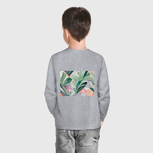 Детский лонгслив Листья акварель / Меланж – фото 4