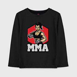 Лонгслив хлопковый детский MMA girl, цвет: черный