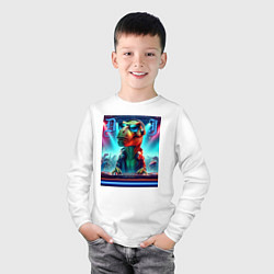 Лонгслив хлопковый детский Cool tyrannosaur DJ - ai art, цвет: белый — фото 2