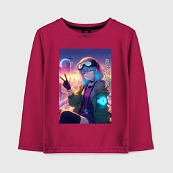 Лонгслив хлопковый детский Кибер Марин - коллаба, цвет: маджента