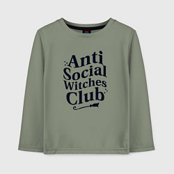 Лонгслив хлопковый детский Anti social witches club, цвет: авокадо
