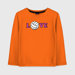 Лонгслив хлопковый детский Love volley, цвет: оранжевый