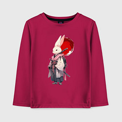 Лонгслив хлопковый детский Заяц ронин, цвет: маджента