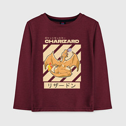 Лонгслив хлопковый детский Покемоны Чаризард Charizard, цвет: меланж-бордовый