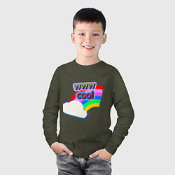 Лонгслив хлопковый детский Rainbow Vibes, цвет: меланж-хаки — фото 2