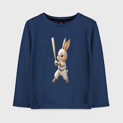 Лонгслив хлопковый детский Заяц спортсмен, цвет: тёмно-синий