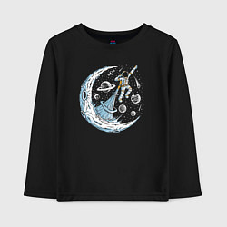 Лонгслив хлопковый детский Полёт космонавта, цвет: черный