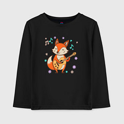 Лонгслив хлопковый детский Лиса с гитарой, цвет: черный