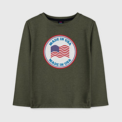 Лонгслив хлопковый детский Сделано в Америке, цвет: меланж-хаки